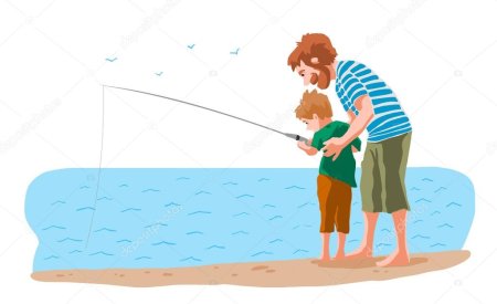 Рисунок папа на рыбалке