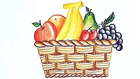 Рисование корзина с фруктами