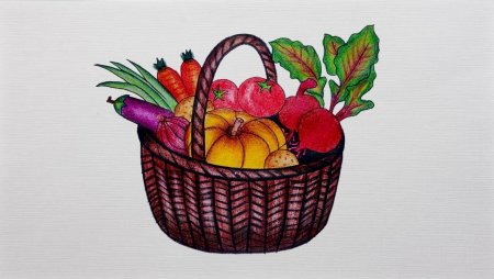 Рисование корзина с фруктами