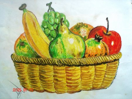 Корзина с яблоками рисование