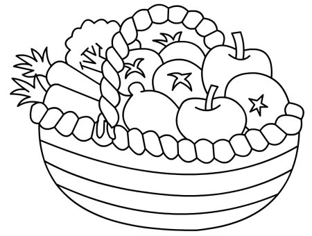 Корзина с фруктами раскраска