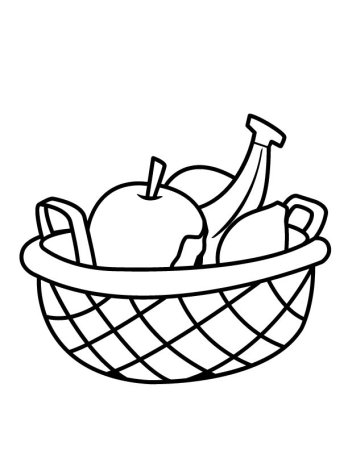 Раскраска корзина с фруктами и овощами