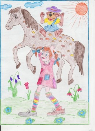 Пеппи длинный чулок рисунок детский