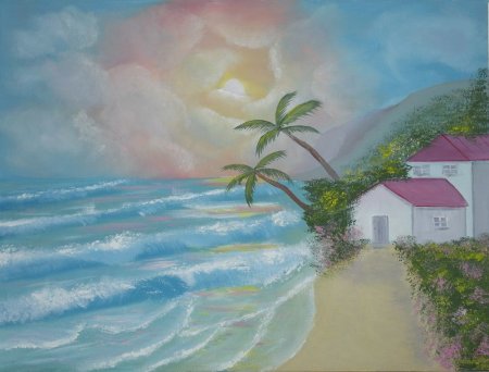 Рисование домик у моря