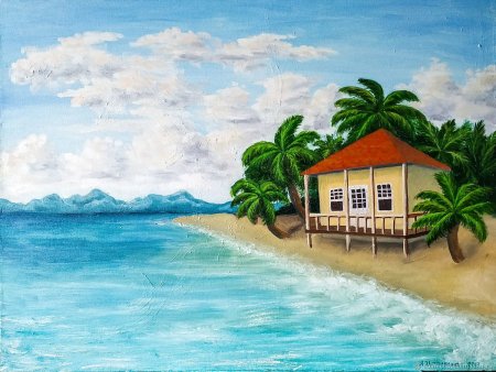 Нарисовать дом у моря