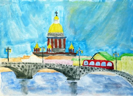 Октябрьский мост Череповец рисунок
