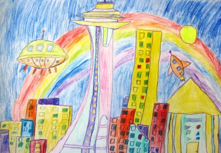 Рисунок на тему город будущего