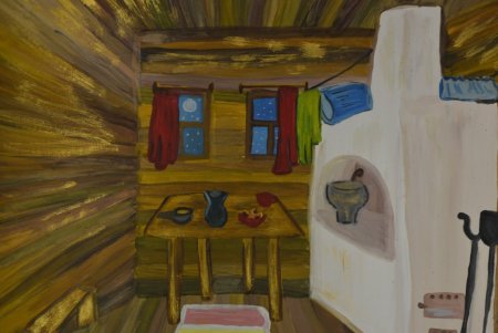Изба рисунок красками