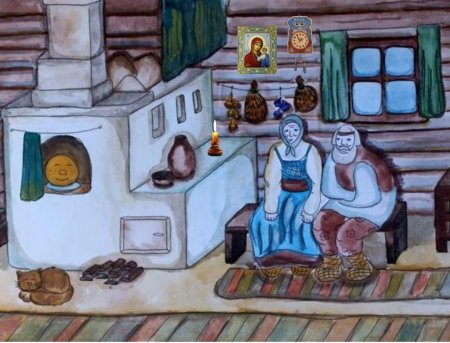 Рисунок русской избы снаружи