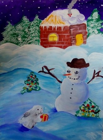 Новогодние рисунки красками