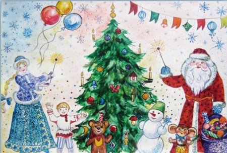 Рисунок на новогоднюю тематику детский (55 фото)