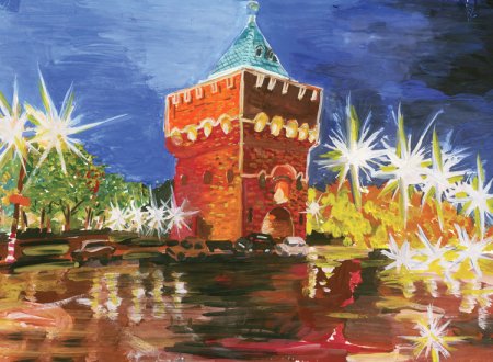 Нижегородский Кремль салют рисование
