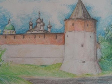 Зарайск Кремль рисунок