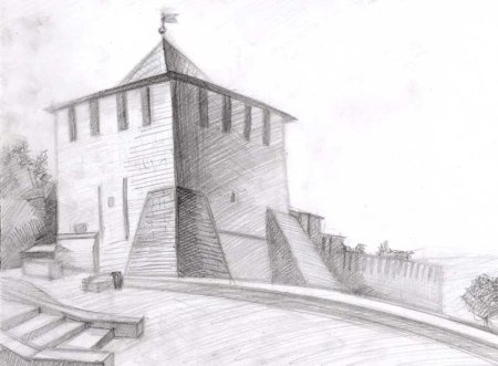 Чкаловская лестница Нижегородского Кремля рисунок