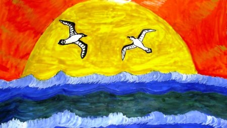 Рисование морской пейзаж