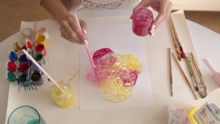 Рисование мыльными пузырями для детей