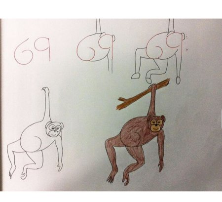 Животные из цифр рисование