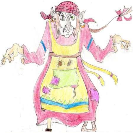 Баба Яга рисунок карандашом