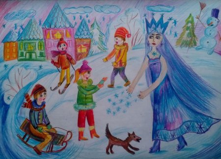 Детские рисунки сказки Снежная Королева