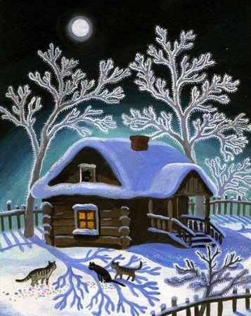 Рисунок на тему зимний вечер