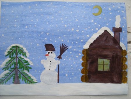 Зимний вечер рисунок