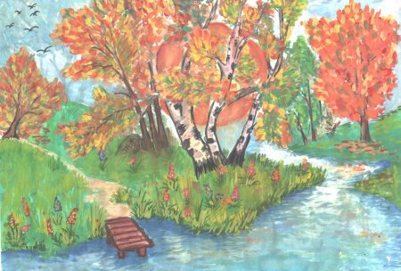 Рисунки Золотая осень детские в садик