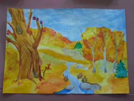 Осень Золотая рисование с детьми