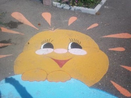 Рисование на асфальте в детском саду