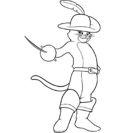 Кот в сапогах раскраска