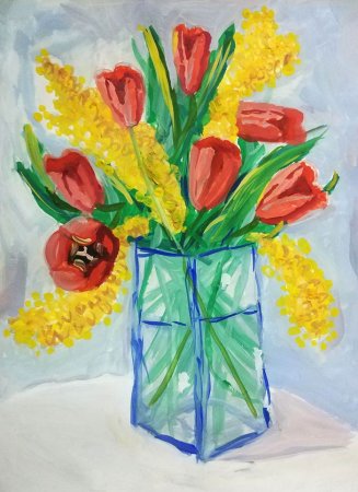 Букет для мамы рисунок