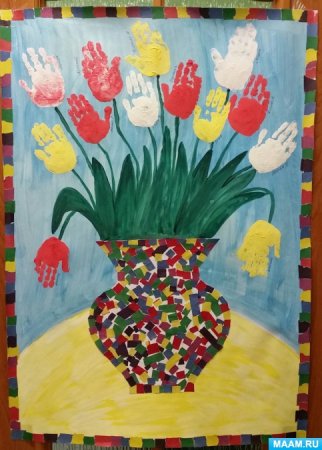 Рисование цветы для мамы старшая группа
