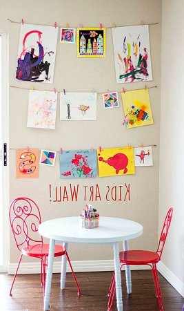 Идеи для развешивания детских рисунков