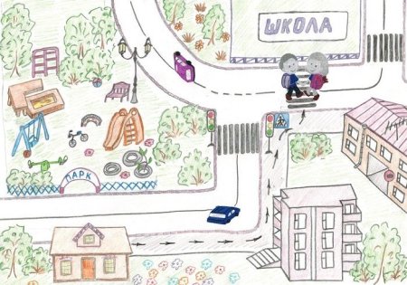 Маршрут от дома до школы рисунок