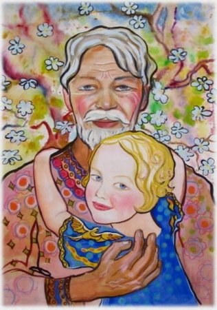 Портрет бабушка с внуками