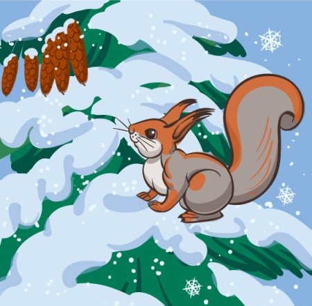 Мультяшная белка в лесу