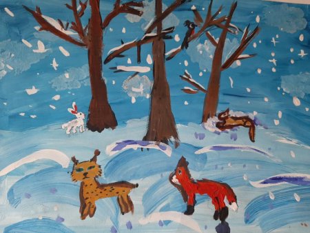 Рисование животных зимой