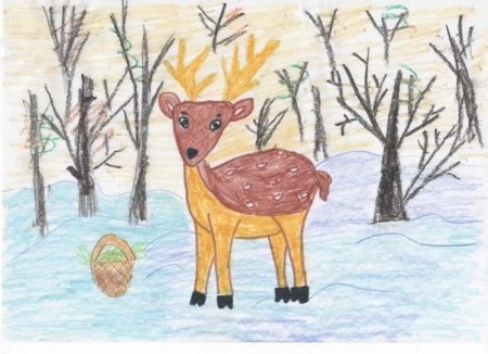Детский рисунок звери в лесу зимой (54 фото)