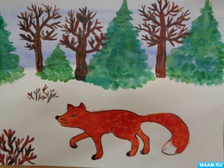 Рисование Дикие животные зимой подготовительная группа