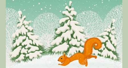 Лес с животными зима вектор