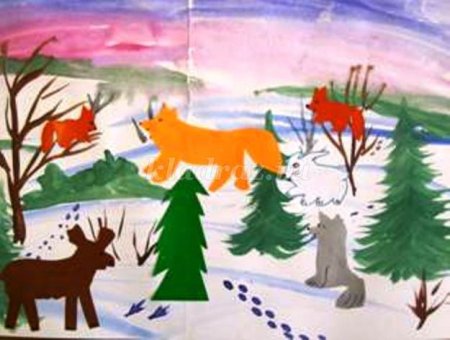 Рисование Дикие животные зимой подготовительная группа