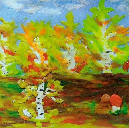 Осенний пейзаж пластилином
