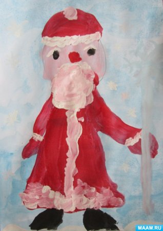 Рисование пальчиками Деда Мороза
