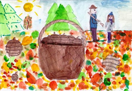 Корзина с еловыми шишками