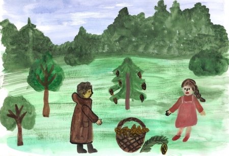 Корзинка с еловыми шишками Паустовский