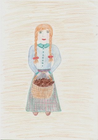 Иллюстрация к сказке корзина с еловыми шишками Дагни