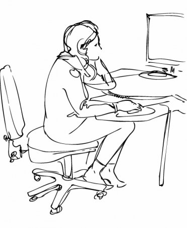 Человек за компьютером зарисовка