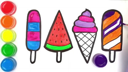Рисование красками мороженое