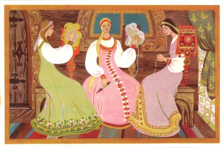 Пушкин сказка о царе Салтане три девицы под окном