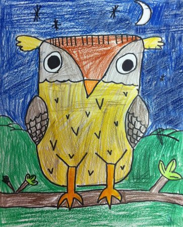 Рисование красками Совушка