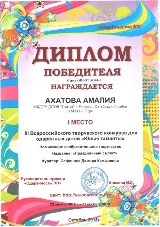 Диплом победителя